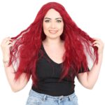 Kabarık Dalgalı Uzun Fiber Sen Peruk / Kızıl