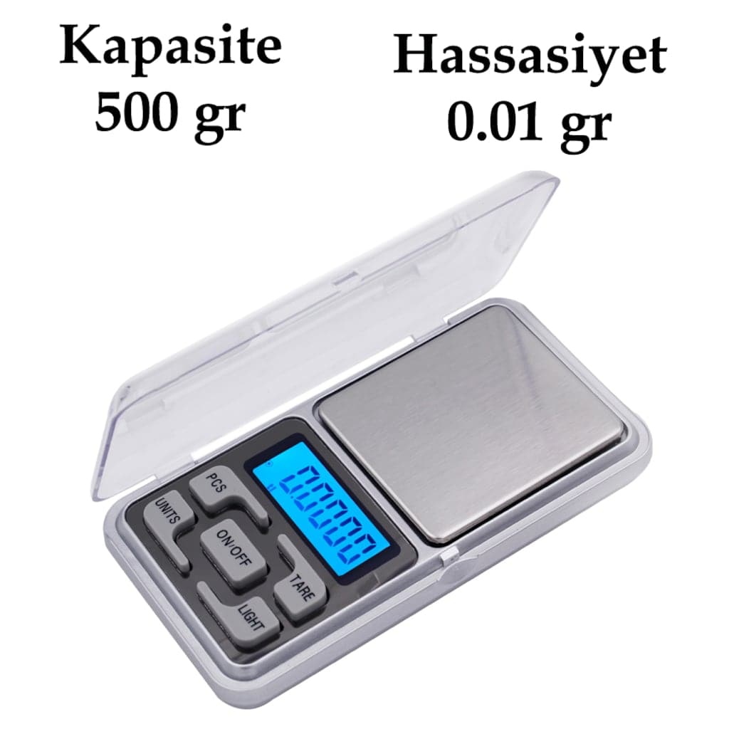 100-dijital-ha-2384-1.jpg Dijital Hassas Elektronik Kuyumcu Cep Terazisi Tartı 500 gr / 0.01 gr - Görsel 1