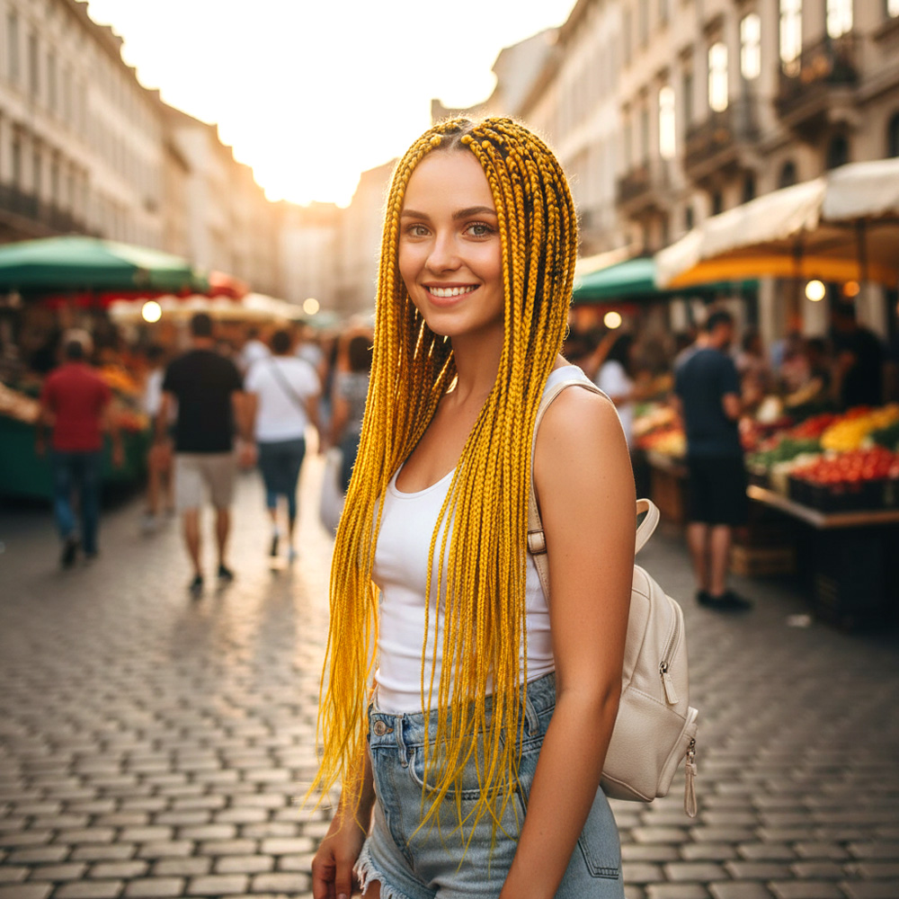119a.jpg Afrika Örgüsü Ve Rasta İçin Sen / Koyu Sarı - Görsel 1