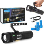 15.000 LÜMEN TG+COB LED ŞARJLI EL FENERİ WATTON WT-703 - Görsel 3