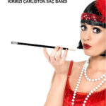 1920'ler 1990'lar Gatsby Kadın Aksesuar Seti  Kırmızı Charleston  Bandı ve Sigaralık