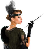 1920'ler Gatsby Aksesuar Seti  Siyah Charleston  Bandı & Sigaralık - Görsel 2
