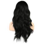 Dalgalı Perçemli Fiber Sen Orta Boy Peruk / Siyah - Görsel 5