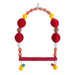 Tünekli Bordo Kadife Boncuklu Kuş Salıncağı 10-16 cm - Görsel 3