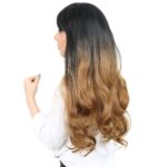 Kahküllü Uzun Dalgalı Fiber Sen Peruk / Siyah / Karamel Ombreli - Görsel 4
