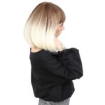 Kısa Küt Perçemli Fiber Sen Peruk / Kumral / Platin Ombreli - Görsel 2