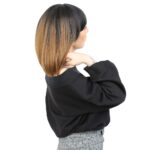 Kısa Küt Perçemli Fiber Sen Peruk / Siyah / Karamel Ombreli - Görsel 2