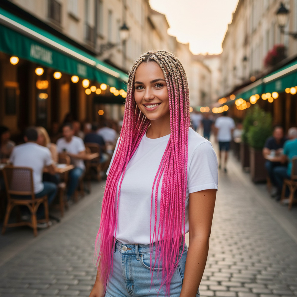 2-17a.jpg Afrika Örgüsü Ve Rasta İçin Sen Ombreli / Platin / Pembe - Görsel 1
