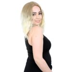 Fiber Sen Kısa Dalgalı Perçemsiz Peruk / Küllü Balköpüğü / Platin Ombreli - Görsel 2