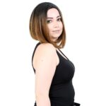 Kahkülsüz Düz Kısa Fiber Sen Peruk / Siyah / Karamel Ombreli - Görsel 4