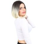 Kahkülsüz Düz Kısa Fiber Sen Peruk / Küllü Siyah / Platin Ombreli - Görsel 2