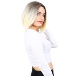 Kahkülsüz Düz Kısa Fiber Sen Peruk / Küllü Açık Kahve / Platin Ombreli - Görsel 2