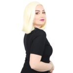 Fiber Sen Peruk Perçemsiz Kısa Düz / Açık Platin - Görsel 2