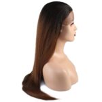 Düz Fiber Sen Tül Peruk / Siyah / Karamel Ombreli - Görsel 2