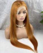 Gerçek Front Lace Tül Peruk / Düz / Bakır 70/75cm - Görsel 3