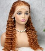 Gerçek Front Lace Tül Peruk / Yoğun Dalgalı / Bakır 70/75cm - Görsel 3