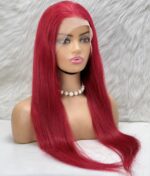 Gerçek Front Lace Tül Peruk / Düz / Kızıl 70/75cm - Görsel 3