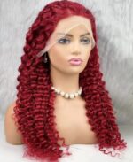 Gerçek Front Lace Tül Peruk / Derin Dalgalı / Kızıl 70/75cm - Görsel 3