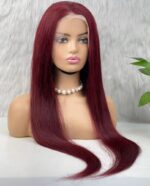 Gerçek Front Lace Tül Peruk / Düz / Koyu Kızıl 70/75cm - Görsel 3