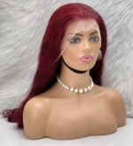 Gerçek Front Lace Tül Peruk / Dalgalı / Koyu Kızıl 70/75cm - Görsel 3