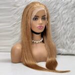 Düz Front Lace Gerçek Tül Peruk / Sıcak Karamel / 70/75cm - Görsel 3