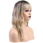 Dalgalı Kısa Perçemli Fiber Sen Peruk / Kahve / Platin Ombre ve Röfleli - Görsel 3