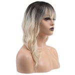 Dalgalı Kısa Perçemli Fiber Sen Peruk / Kahve / Platin Ombreli - Görsel 3