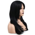 Katlı Kesim Perçemli Düz Fiber Sen Orta Boy Peruk / Siyah - Görsel 3