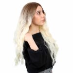 Fiber Sen Uzun Su Dalgası Peruk / Kumral / Platin Ombreli - Görsel 3