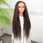Afro Dalga Kumral Fiber Sen Tül Peruk - Görsel 2