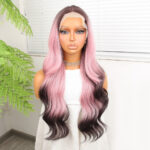 Siyah Pembe Ombre Fiber Sen Tül Peruk - Görsel 2