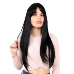 Fiber Sen Uzun Düz Kahküllü  Peruk / Siyah - Görsel 3