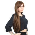 Fiber Sen Uzun Düz Kahküllü Peruk / Kumral - Görsel 3