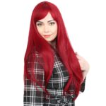 Fiber Sen Uzun Düz Kahküllü Peruk / Kızıl - Görsel 3