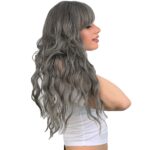 Perçemli Uzun Su Dalgası Fiber Sen Peruk/ Koyu Gri - Görsel 4