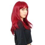 Düz Perçemli Orta Boy Fiber Sen Peruk / Kızıl - Görsel 2