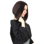 Kahkülsüz Düz Kısa Fiber Sen Peruk / Koyu Kahve - Görsel 4