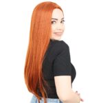 Fiber Sen Uzun Düz Peruk / Bakır - Görsel 2