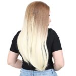 Fiber Sen Uzun Düz Peruk / Balköpüğü / Platin Ombreli - Görsel 2