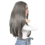 Fiber Sen Uzun Düz Peruk / Koyu Gri - Görsel 2