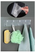 2 Adet Kendinden Yapışkanlı Güçlü Şeffaf 5li Askılık - Kapı Arkası Mutfak Duvar Banyo - Görsel 3