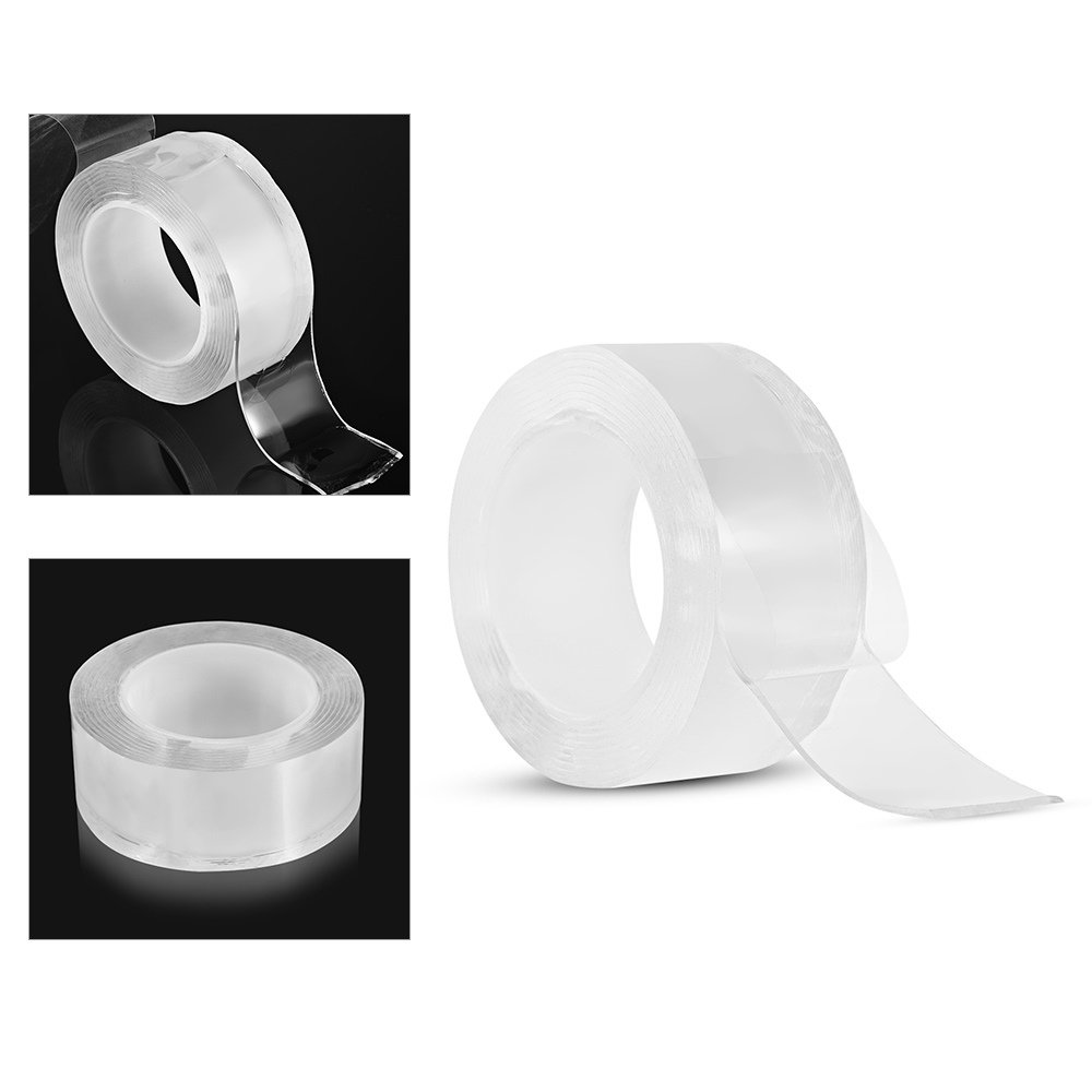 2-metre-x-6809-1.jpg 2 metre x 3 cm Şeffaf Güçlü Nano Çift Taraflı Silikon Jel Yapıştırıcı Bant - Görsel 1