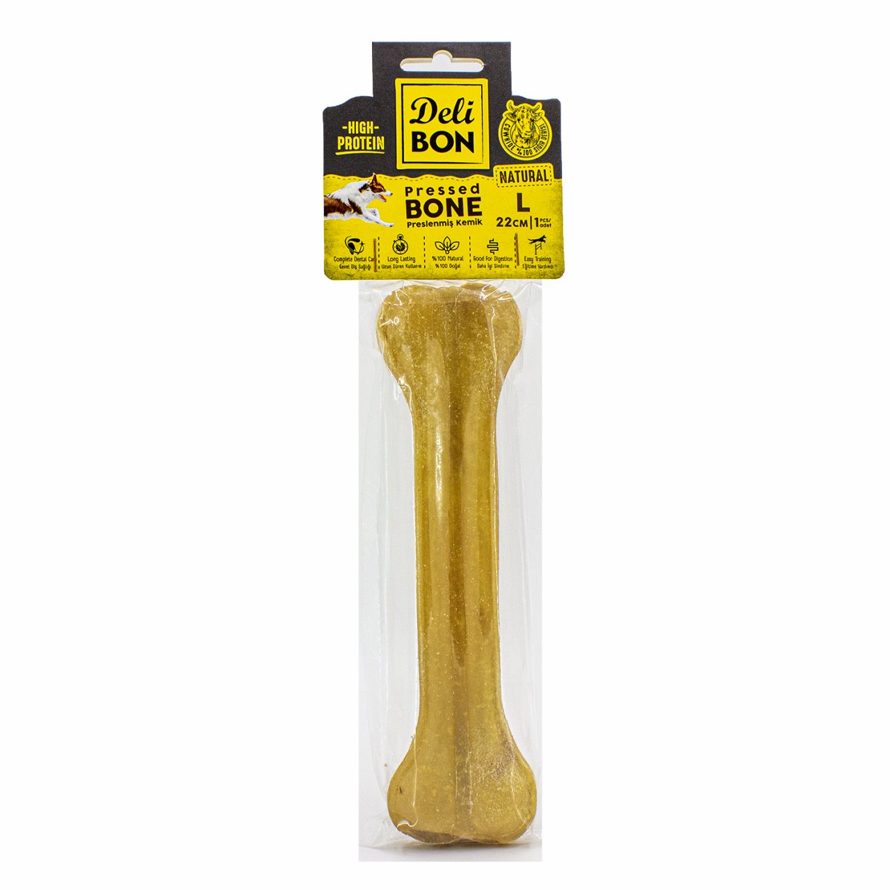 22eco1-natural-jpg106.jpg Deri Köpek Çiğneti Pres Kemik 1x22cm Natural - Görsel 1
