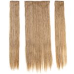 Fiber Sen Düz Yarım Ay + 2 Yan Çıt Çıt / Karamel Platin Röfleli - Görsel 2