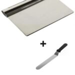 2li Set Hamur Şekillendirici Eğik Pasta Spatulası +Metal Hamur Kesici Kazıyıcı Spatula
