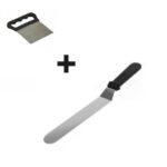 2li Set Hamur Şekillendirici Eğik Pasta Spatulası ve Metal Hamur Kesici Kazıyıcı Spatula