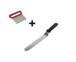 2li Set Hamur Şekillendirici Eğik Pasta Spatulası ve Metal Hamur Kesici Kazıyıcı Spatula - Görsel 2