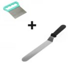 2li Set Hamur Şekillendirici Eğik Pasta Spatulası ve Metal Hamur Kesici Kazıyıcı Spatula - Görsel 4