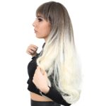 Kahküllü Uzun Dalgalı Fiber Sen Peruk / Küllü Açık Kahve / Platin Ombreli - Görsel 4