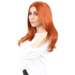 Kahkülsüz Fiber Sen Orta Boy Düz Peruk / Bakır - Görsel 3